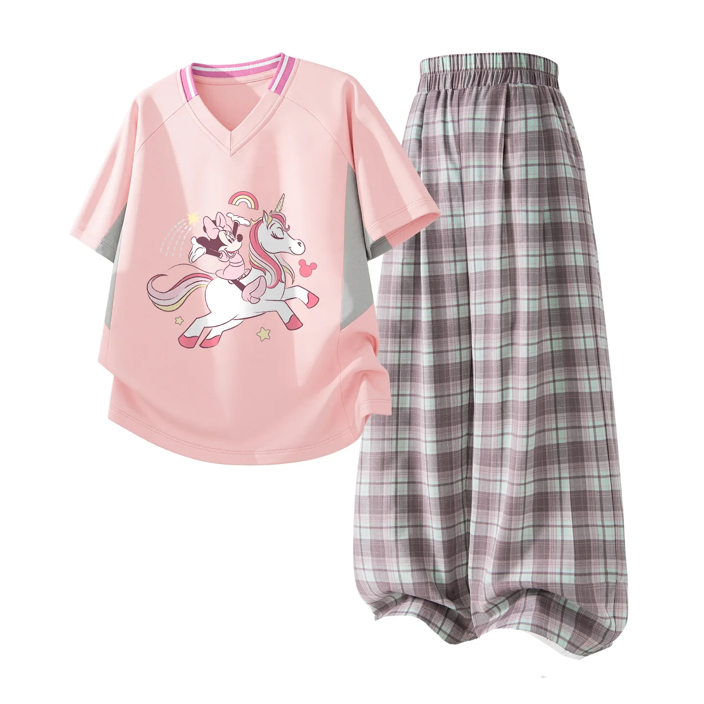 Детская спортивная одежда с V-образным вырезом Disney, DiFeiMa Pink+Pure Pink