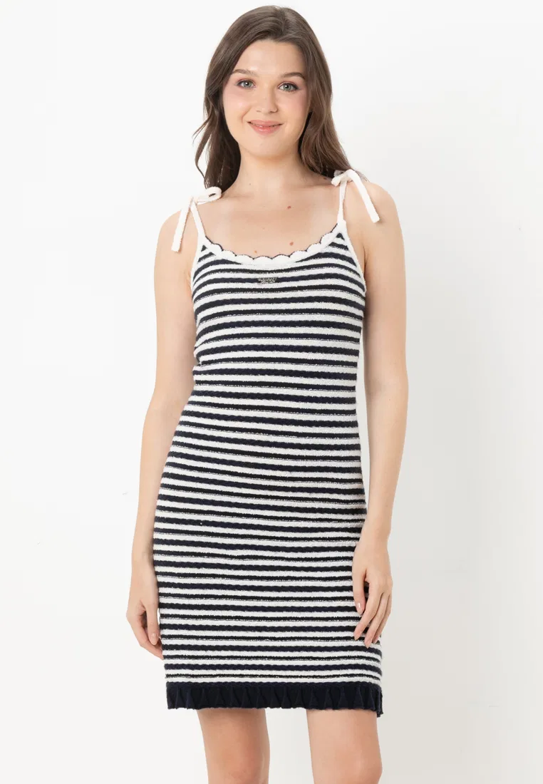 Платье мини-трикотаж, полоска, Tommy Jeans Tommy Hilfiger, темно-синий