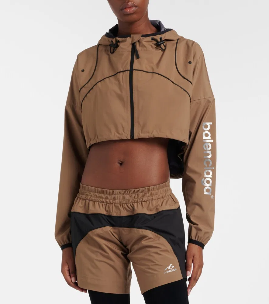 Шорты из тафты с цветовыми блоками Balenciaga, коричневый — фото 3