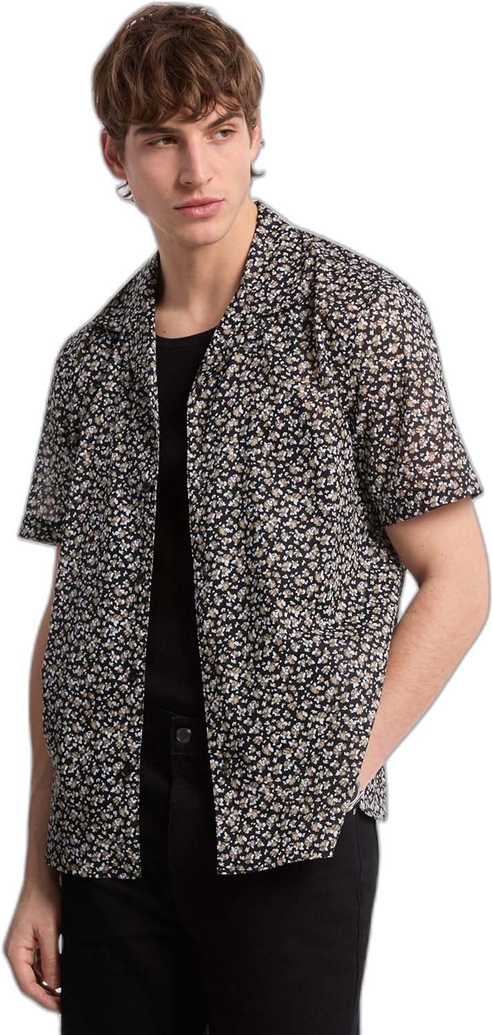 

Michael Kors Мужская короткая рубашка свободного кроя из льна, Chestnut