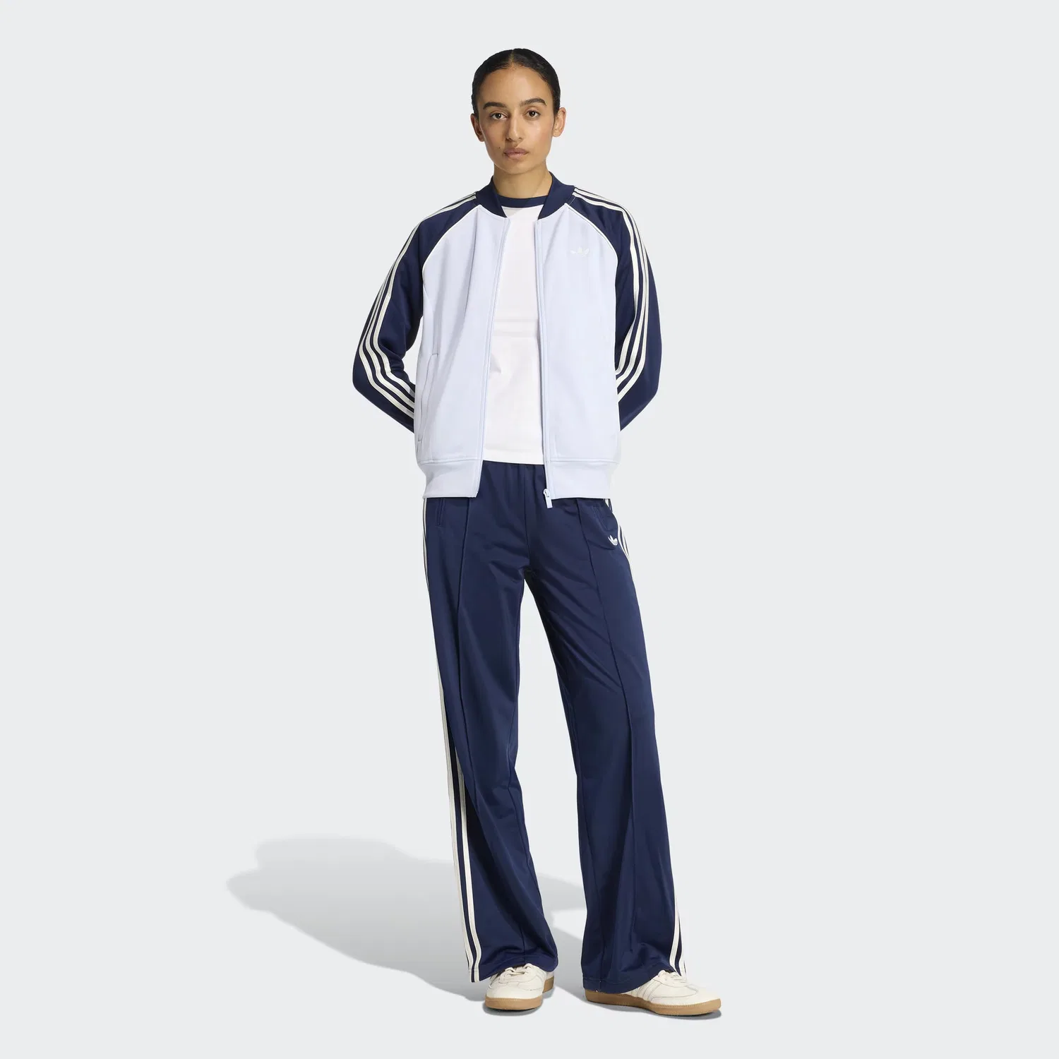 Брюки Adidas Originals с широкими штанинами Firebird в темно-синем цвете