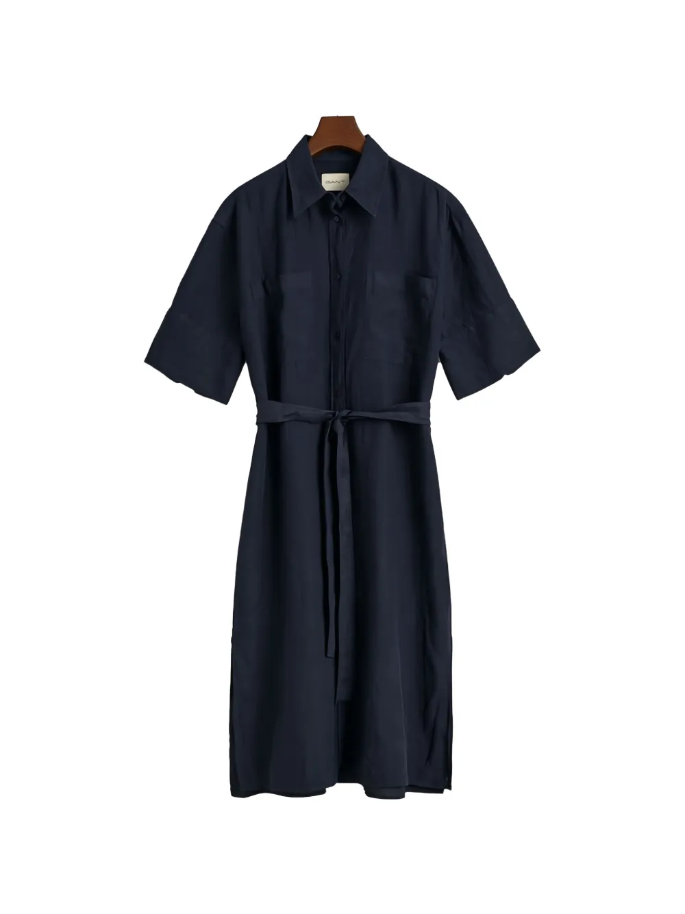 

Миди-платье-рубашка с воротником и поясом Gant, синий