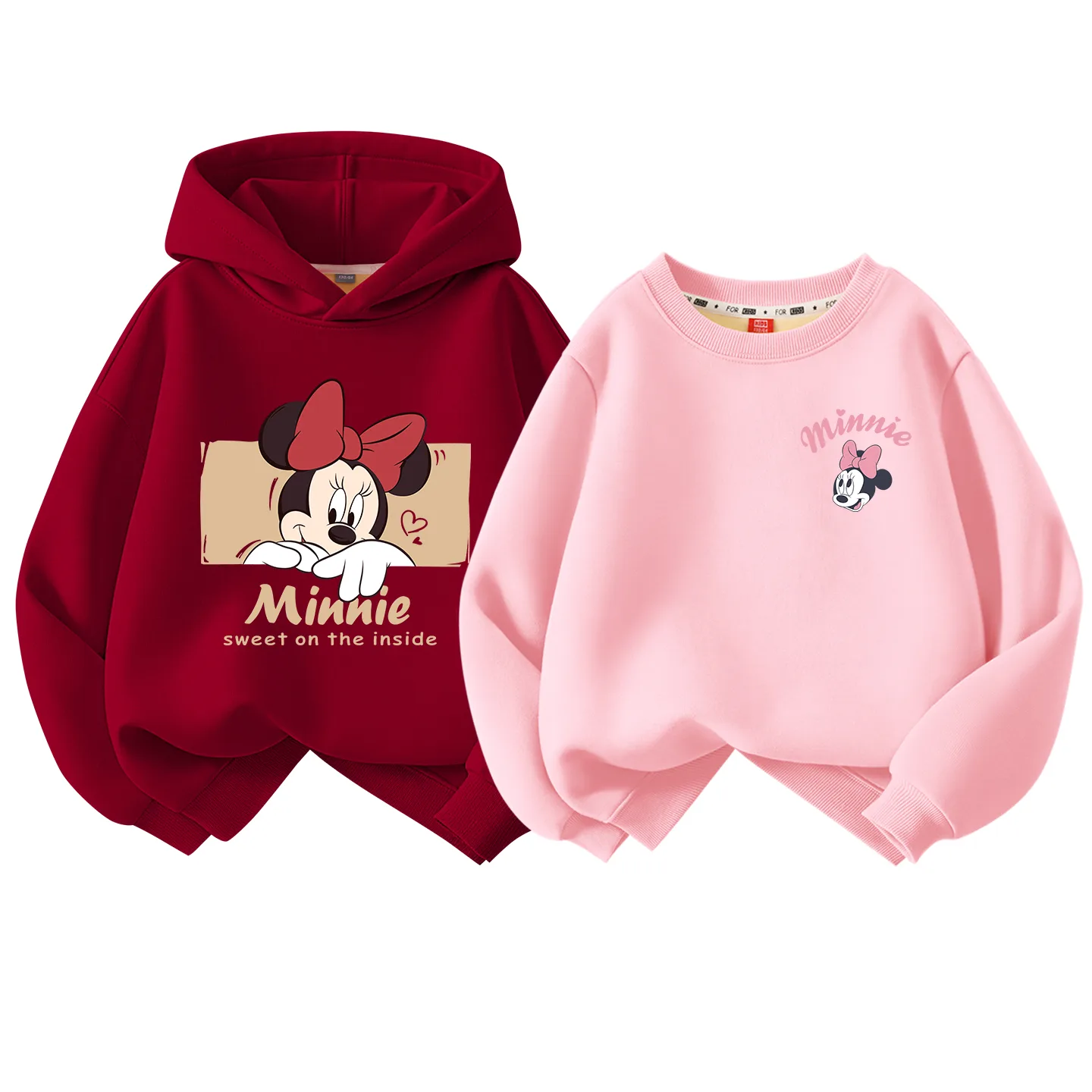 Детский худи утепленный Disney, [Thickened and Fleece-Lined]Di Hide Burgundy+Di Lift K Pink