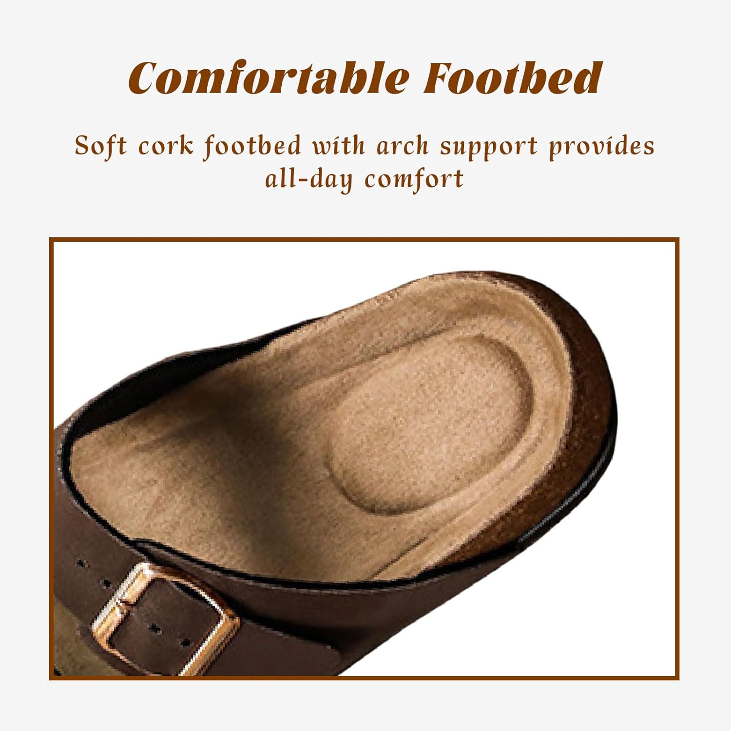 Сандалии Titype Cork Footbed с поддержкой свода для женщин и мужчин, регулируемая пряжка, натуральная кожа, удобные летние сандалии для улицы и пляжа, коричневый — фото 4