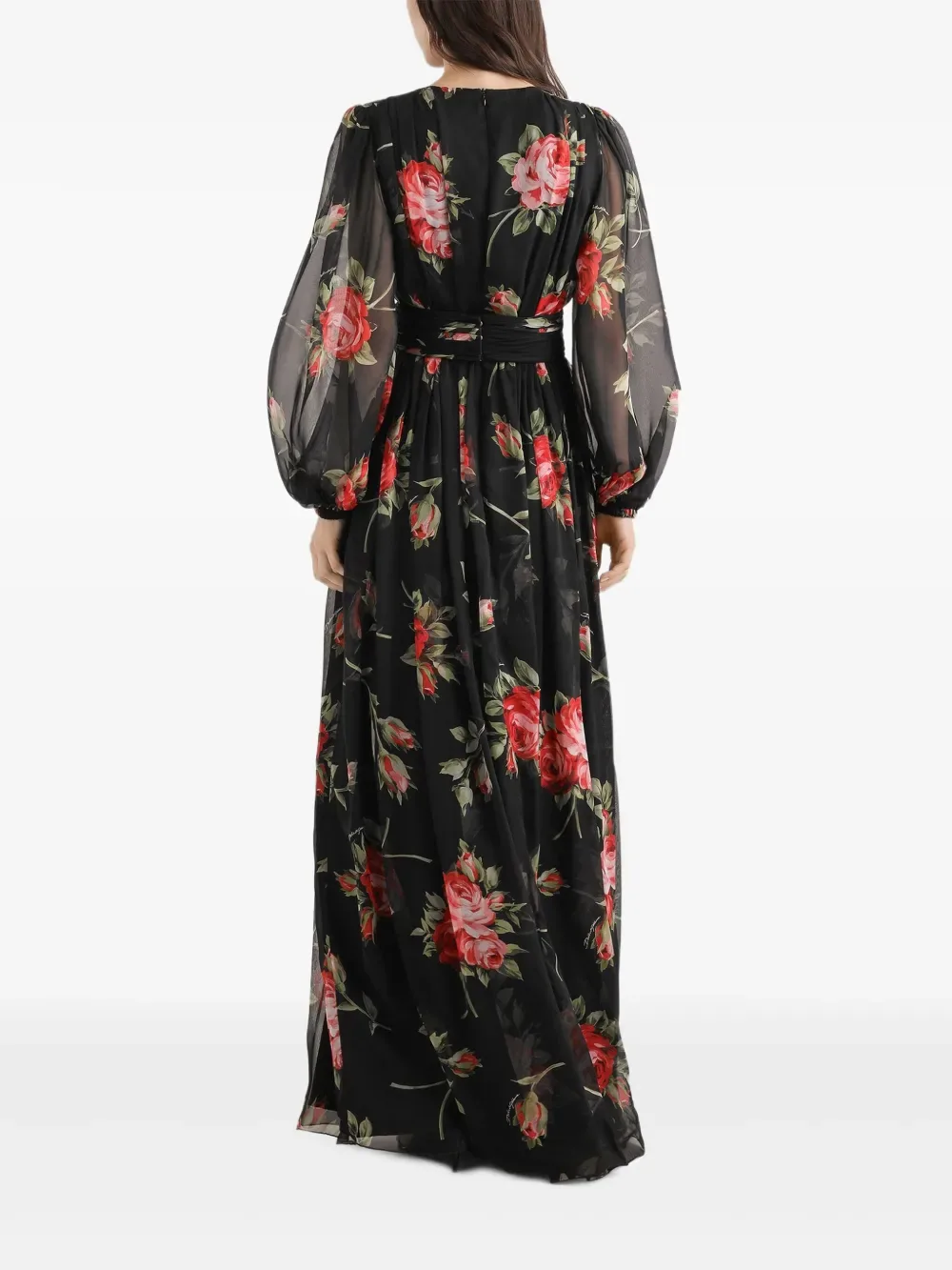 Платье макси с длинными рукавами DOLCE & GABBANA, черный — фото 3