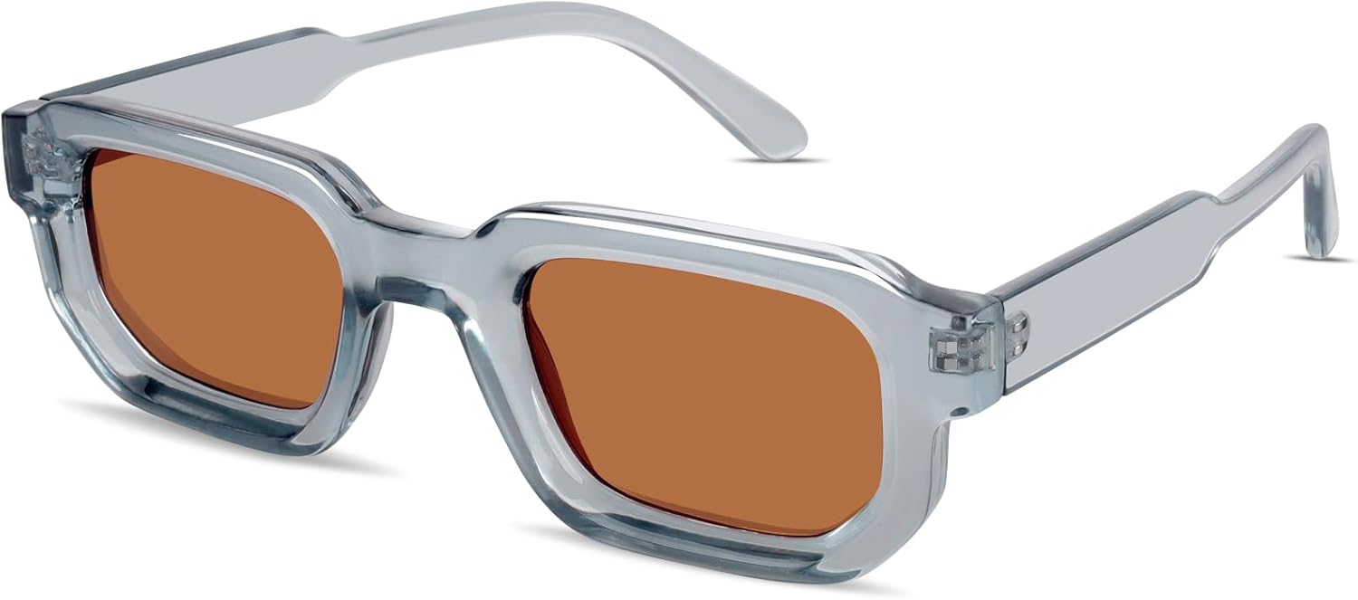 

Ретро квадратные солнцезащитные очки для женщин и мужчин, винтажные прямоугольные, в толстой оправе, модные массивные женские очки GM9605 GIGIMOTTE, Blue Frame/Brown Lenses