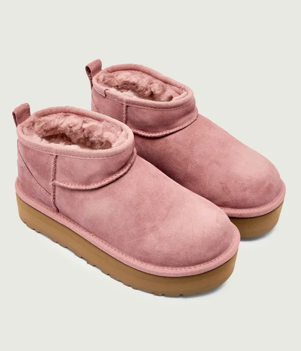 Классические ультрамини-ботинки для снегоступов на платформе Ugg, розовый — фото 3