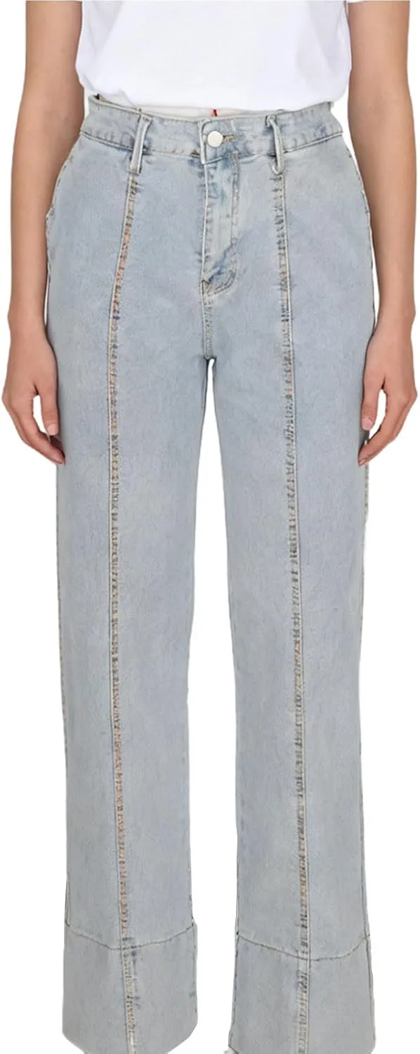 

Джинсы женские Wide Leg Ripped с карманами High Waisted