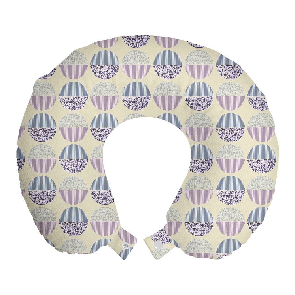 

ABAKUHAUS Дорожная подушка Pastel, поддержка шеи, современная в горошек и полоску, дорожная вещь из пенопласта для самолета и автомобиля, 30x30 см, сиреневый и лавандово-синий