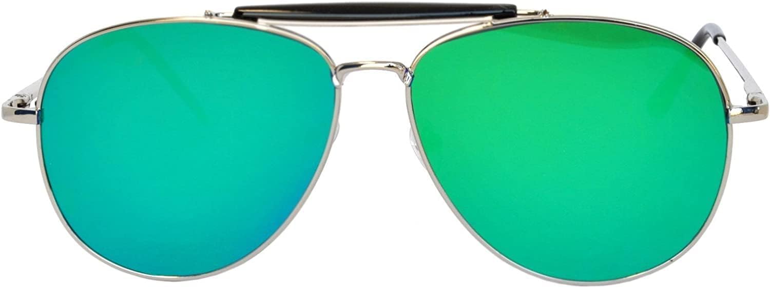 

Солнцезащитные очки-авиаторы OWL с перемычкой над бровями, женские, с защитой от УФ-излучения, плоскими зеркальными линзами, модные солнцезащитные очки в металлической оправе, Silver Bluegreen