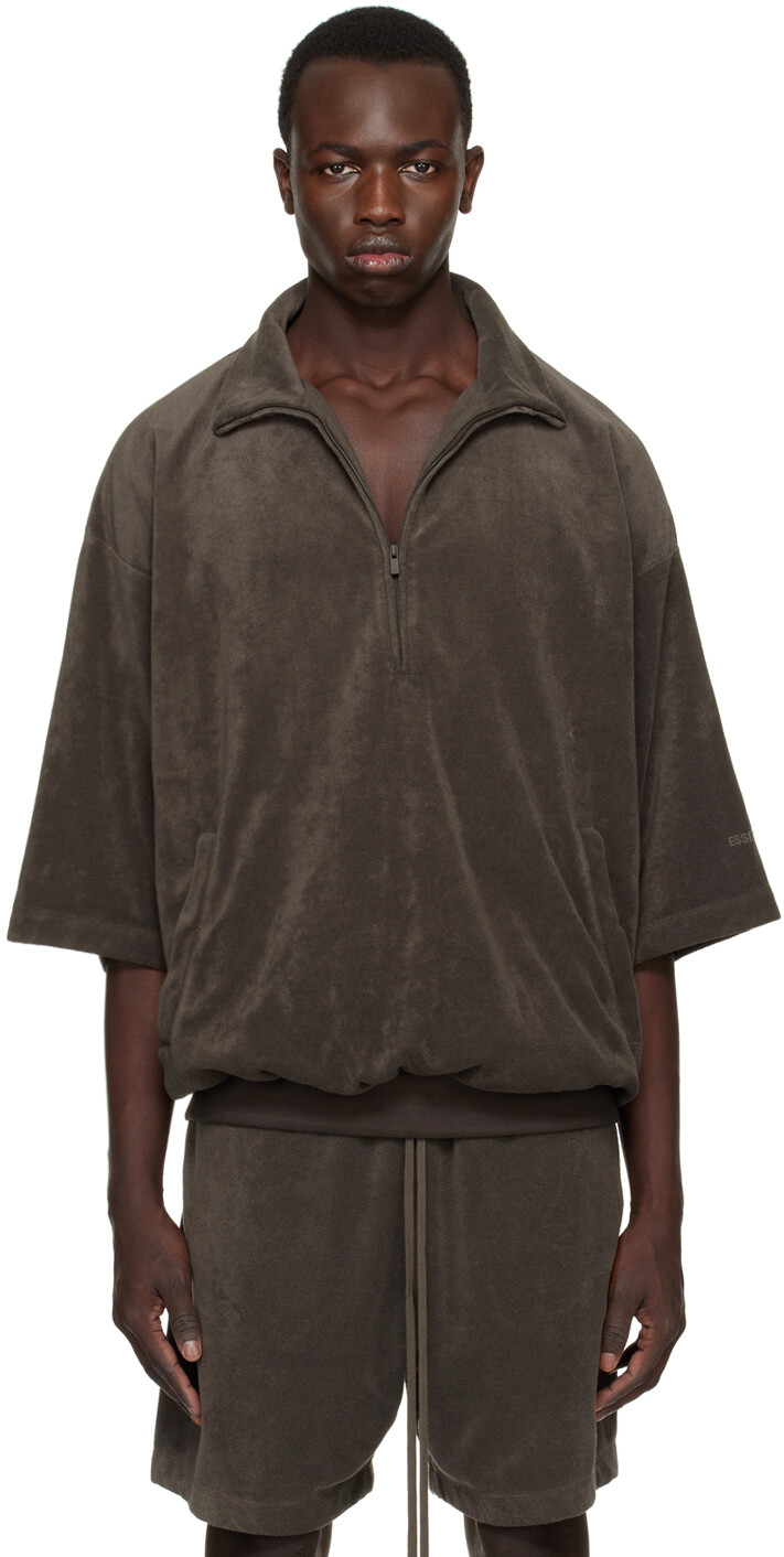 

Серый свитшот на молнии до половины Fear of God ESSENTIALS