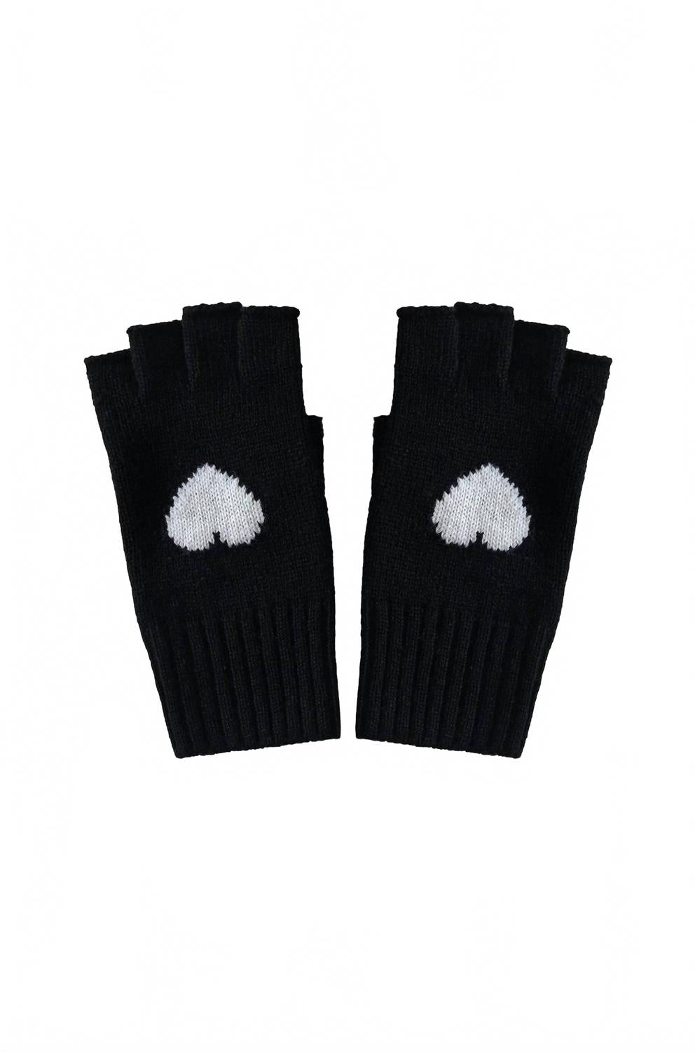 

27 Miles Malibu Женские кашемировые перчатки без пальцев Scarlett с сердечком, цвет черный/облако