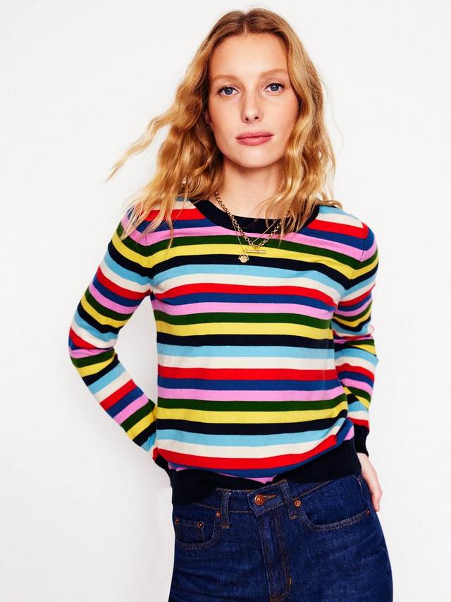 

Джемпер с круглым вырезом в полоску от emilia Boden, цвет Rainbow