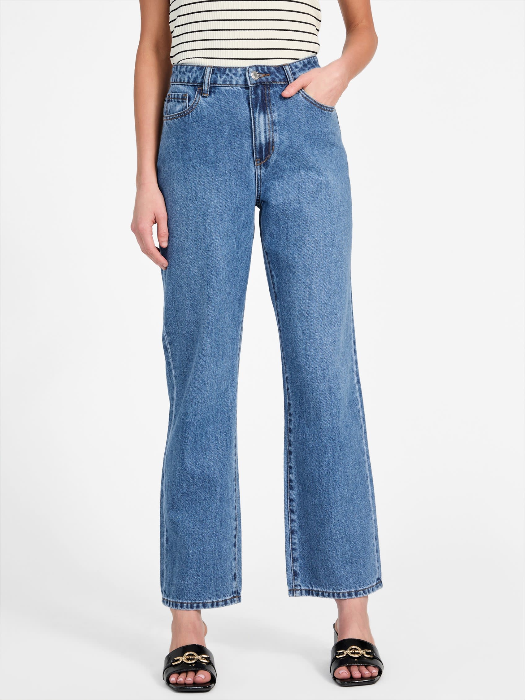 

Прямые джинсы Selina с высокой посадкой Guess Factory, цвет medium wash