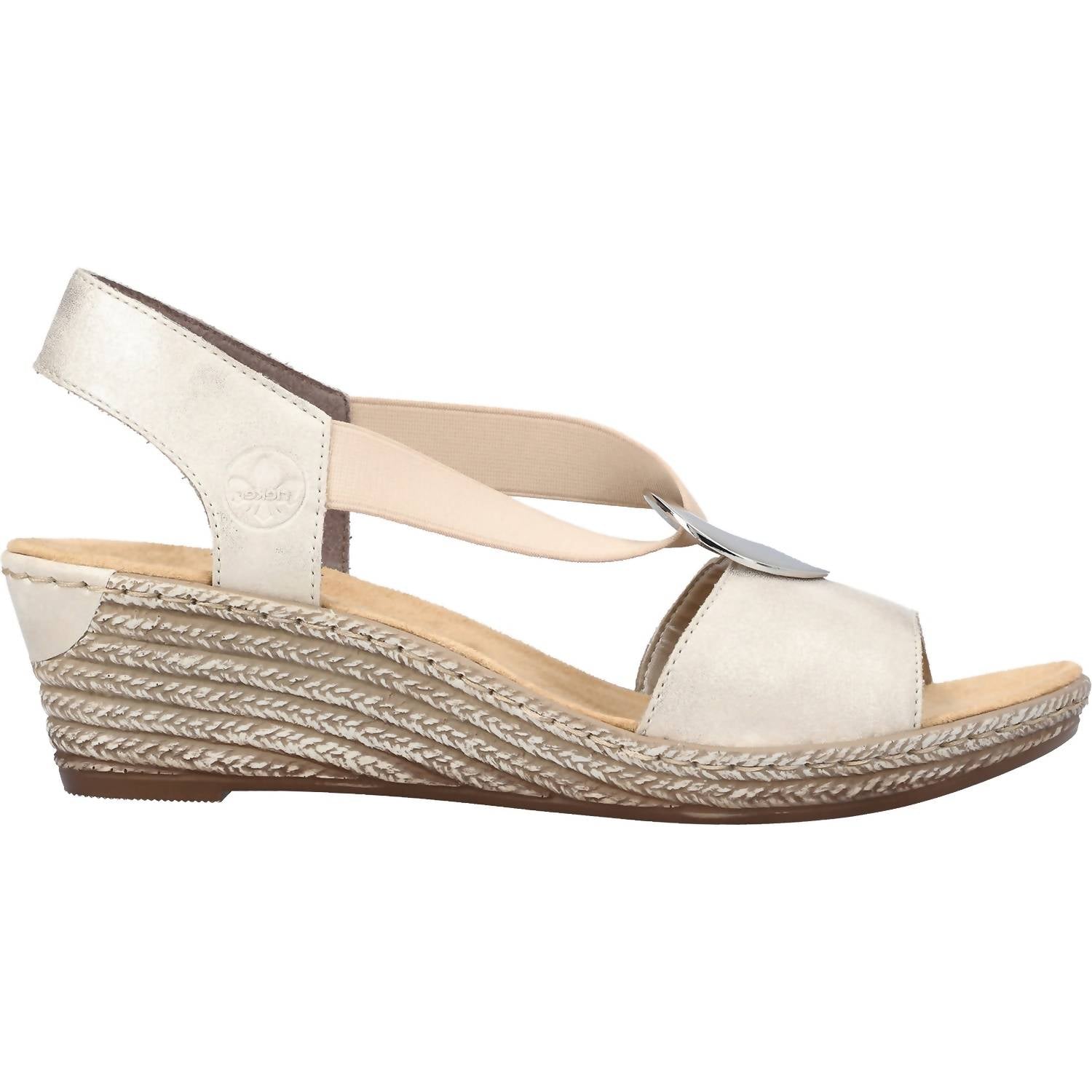 Women's Fanni Faux Leather Back Strap Sandal In Muschel/cream RIEKER