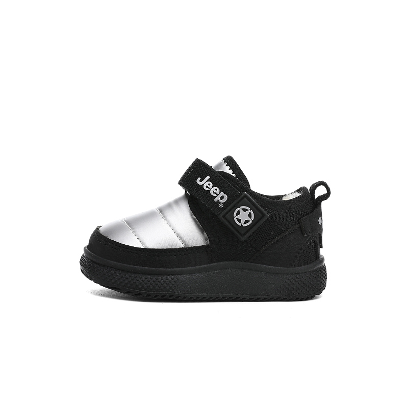

Slip Resistant Abrasion Resistant Mid top Toddler Shoes Infant And Toddler Jeep, черный серебро[fleece-lined]