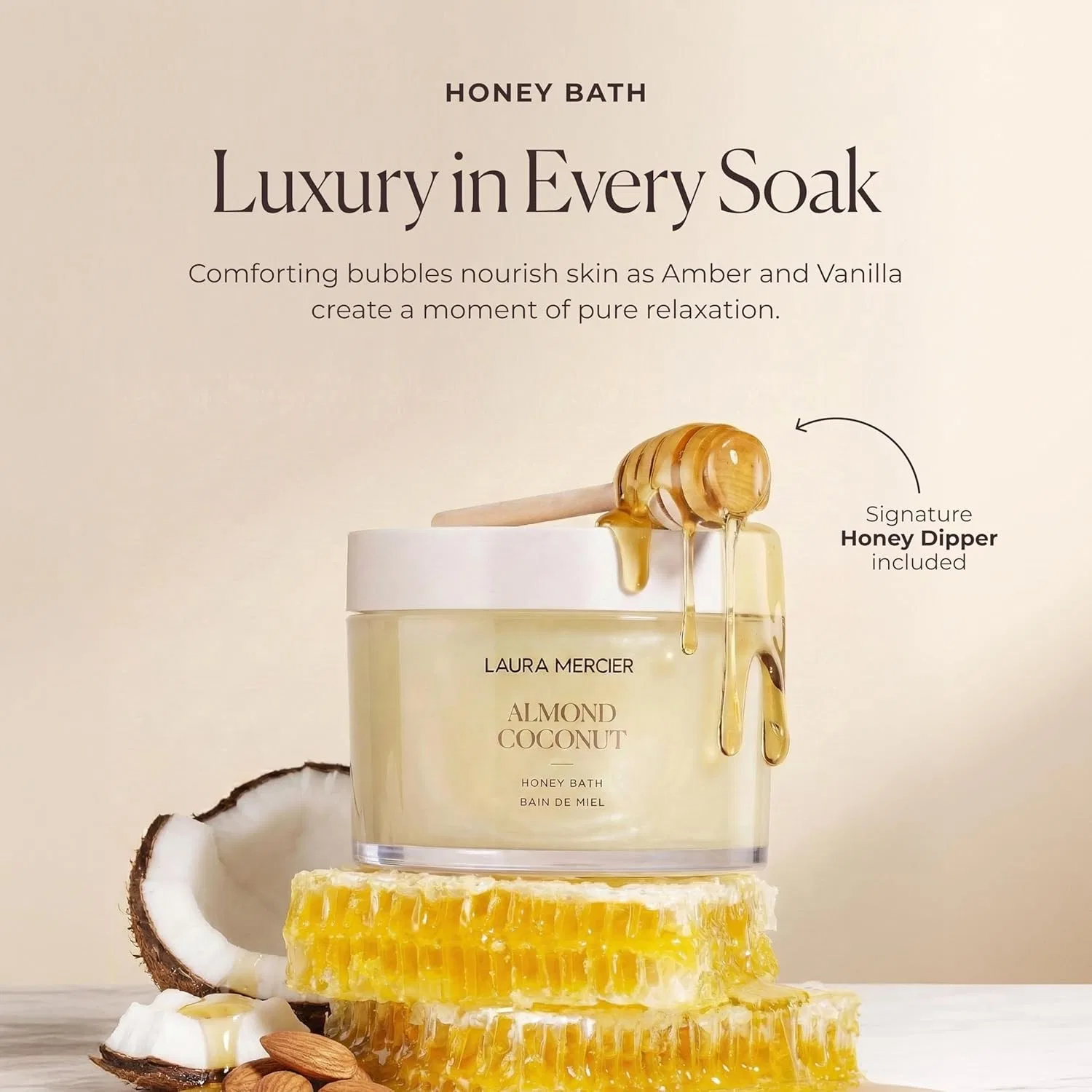 Пена для ванны Laura Mercier Honey Bath Almond Coconut, 250 мл ‎Laura Mercier, Almond Coconut — фото 2