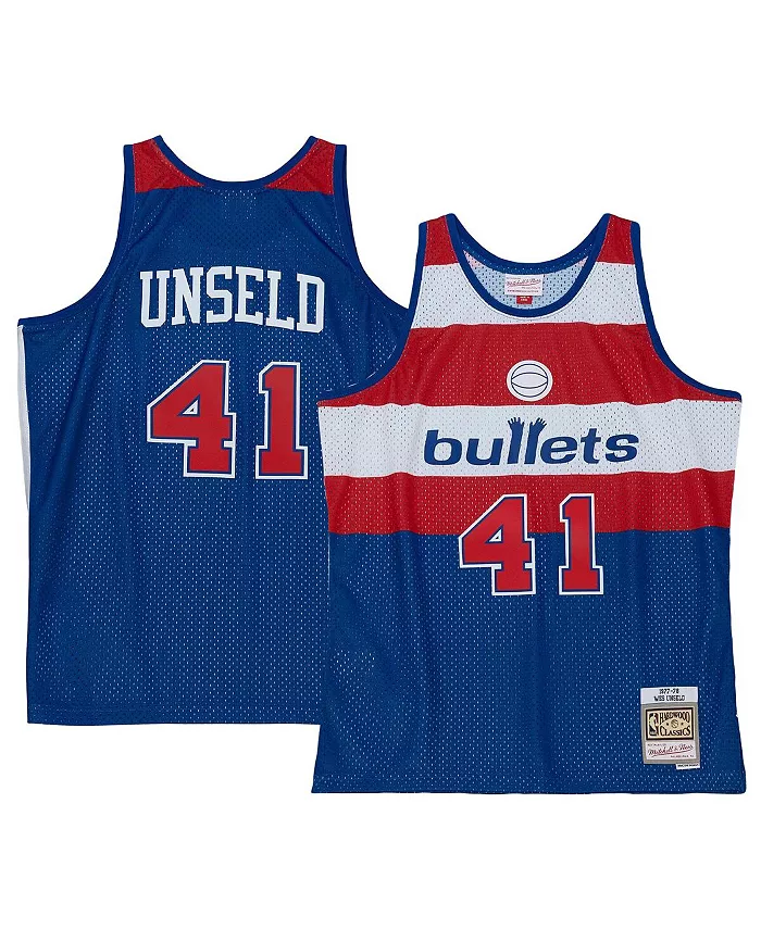 

Мужская синяя баскетбольная майка Washington Bullets Hardwood Classics Swingman с именем Уэса Анселда Mitchell & Ness