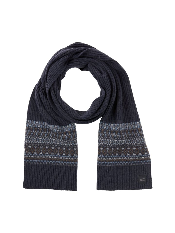 

Вязаный шарф из чистой шерсти темно-синего цвета. Camel Active