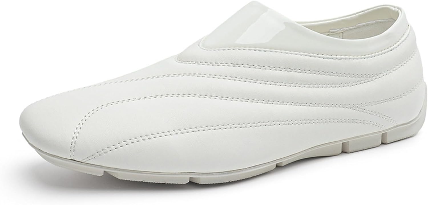

Мужские слипоны-лоферы - легкая повседневная обувь с противоскользящей подошвой, минималистичный вариант для офиса, подходящий для делового кэжуал и ежедневных поездок Azttoztto, белый