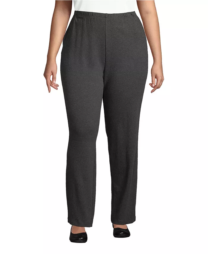 

Плюс сайз спортивные трикотажные брюки с высокой посадкой Lands' End, черный