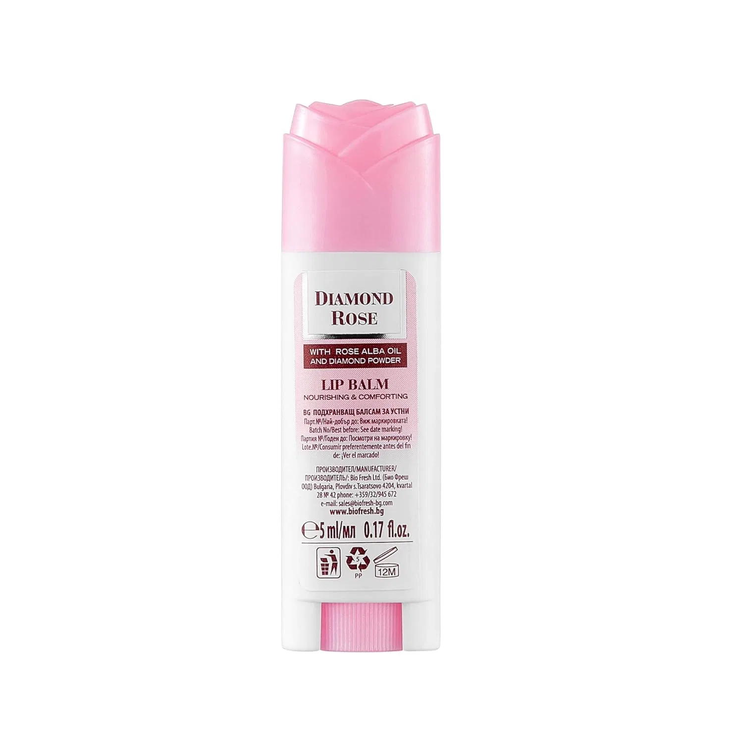 Питательный и успокаивающий бальзам для губ Diamond Rose, 5 мл Biofresh Cosmetics