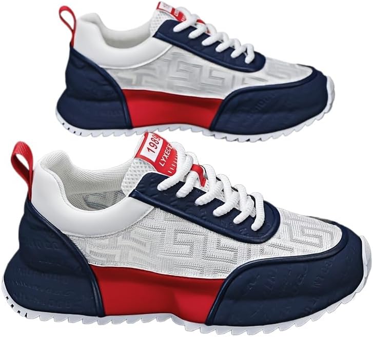 

Мужские модные кроссовки - дышащие, противоскользящие, легкие повседневные туфли на шнуровке, всесезонная обувь для улицы Hhhchpm, белый/синий