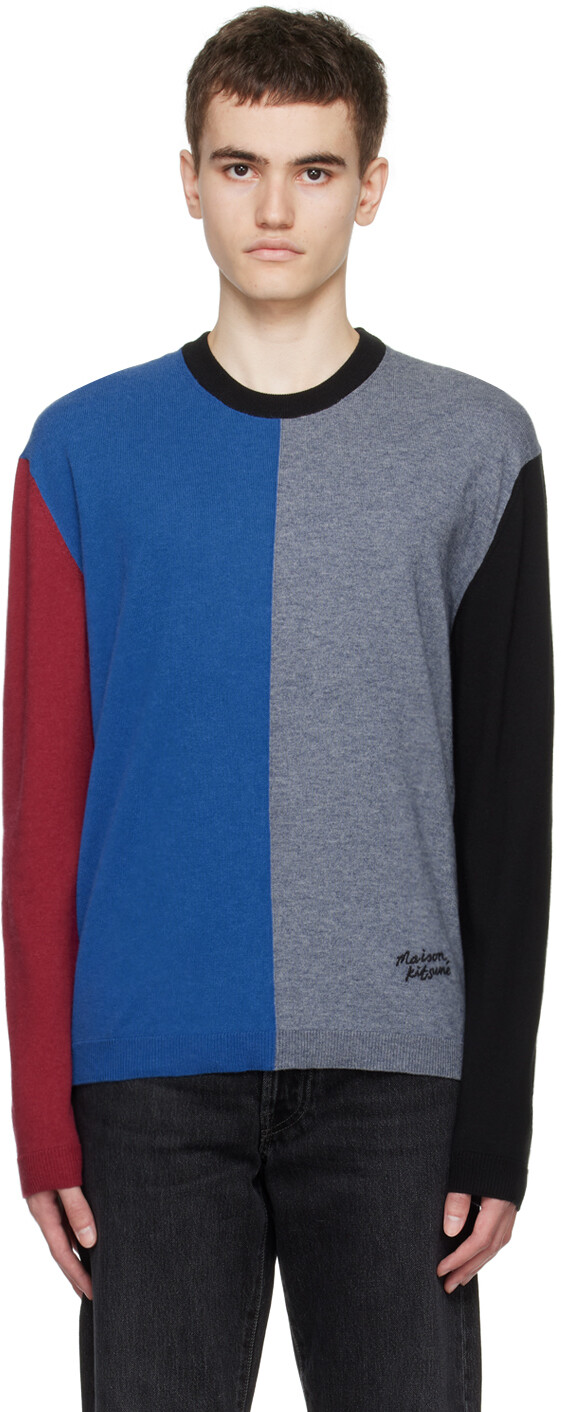 

Разноцветный свитер с цветовыми блоками Maison Kitsune