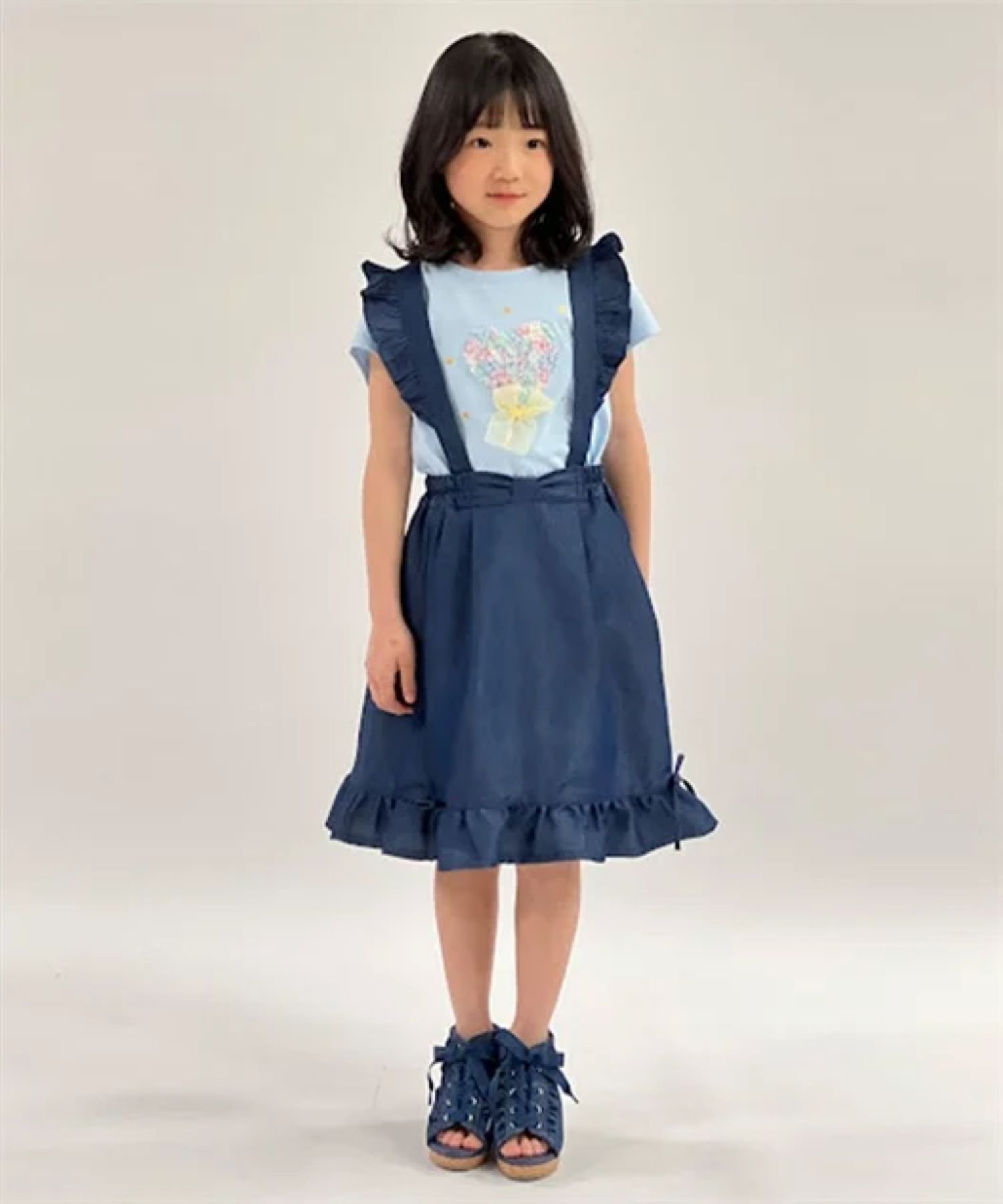 Джинсовая юбка с подтяжками и лямками Axes Femme Kids, Wash — фото 3