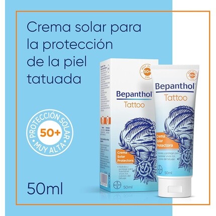 Крем Tattoo Sun Cream 50 Защита от солнца для татуировок SPF50 50 мл Bepanthol — фото 3