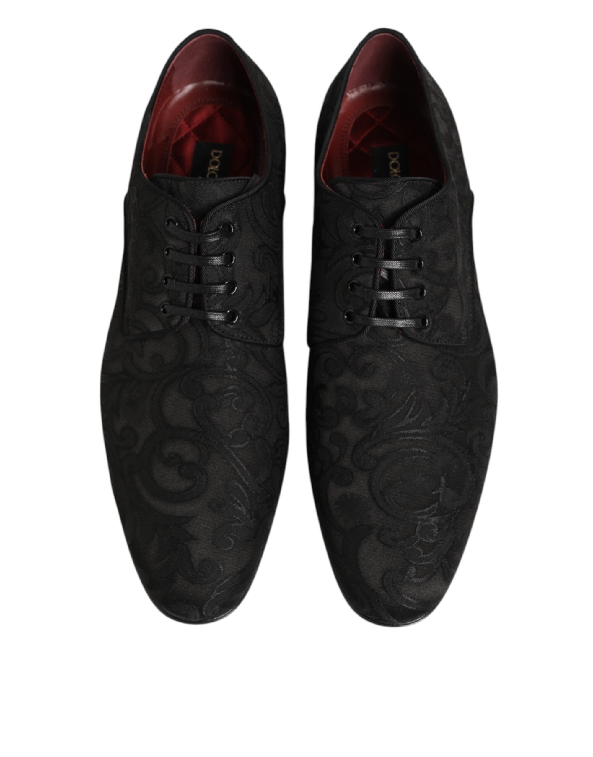 Черные парчовые туфли дерби на шнуровке для мужчин Dolce & Gabbana, черный — фото 3