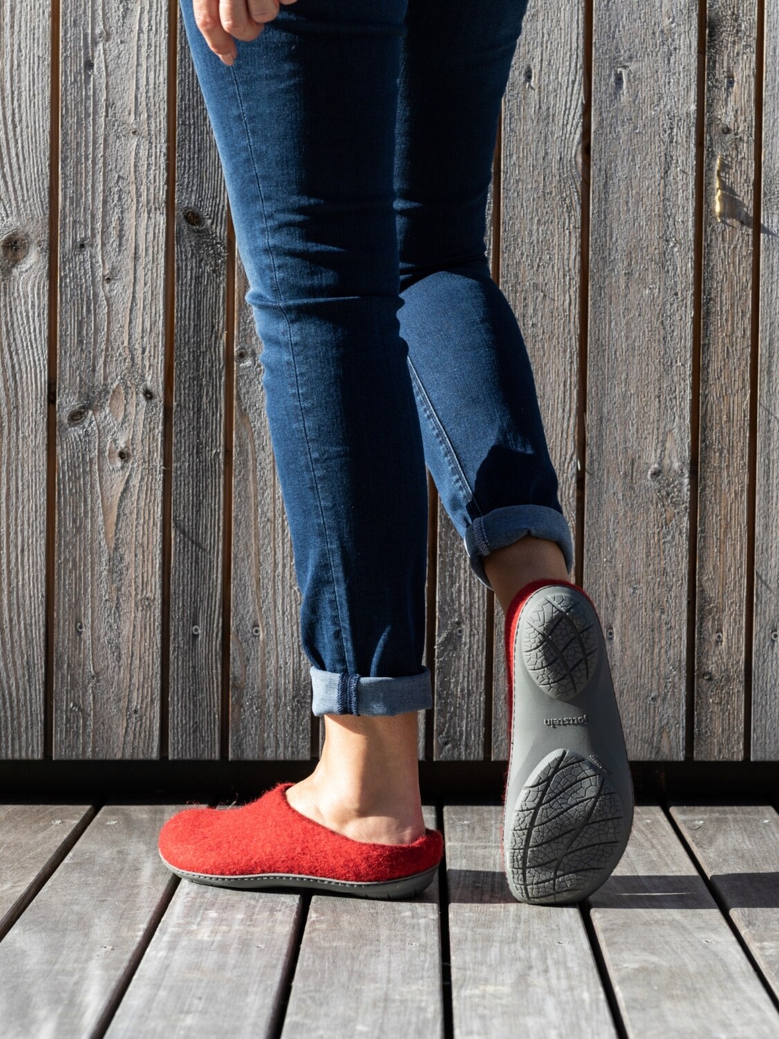 Тапочки 'Filzpantoffel Magicfelt 736' в цвете Ruby Red — фото 2