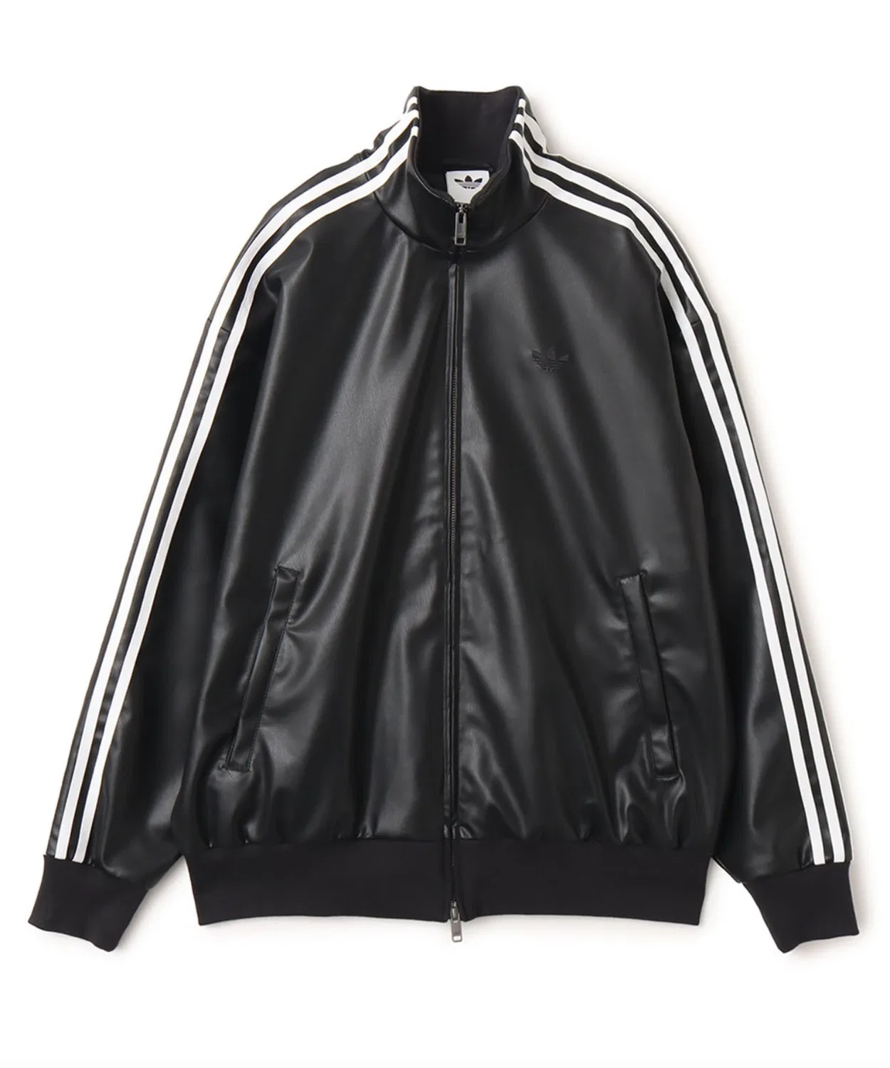 Трек-топ adidas PLEATHER 3STRIPES TRACK TOP оверсайз, черный