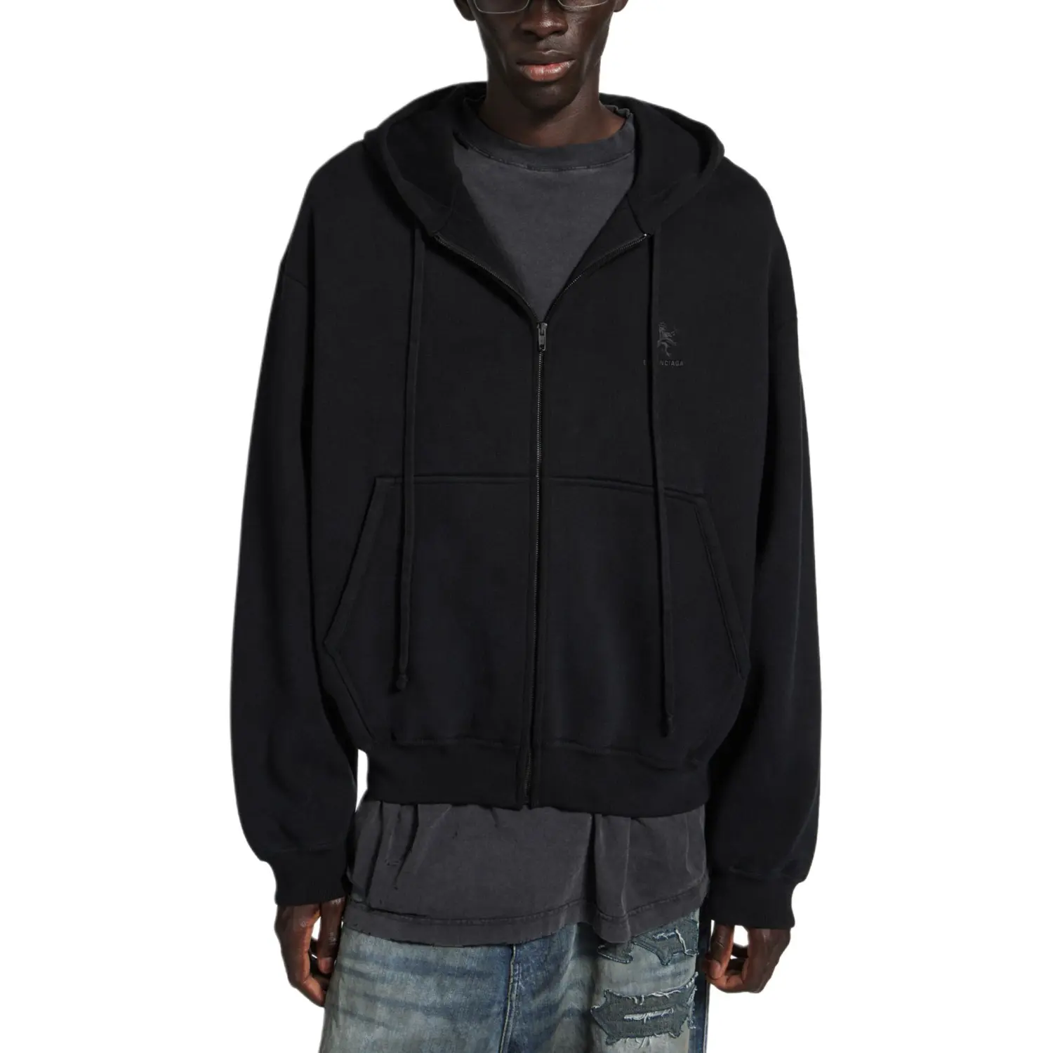 FW25 Свитшот Loose Fit Мужской Balenciaga, черный — фото 4
