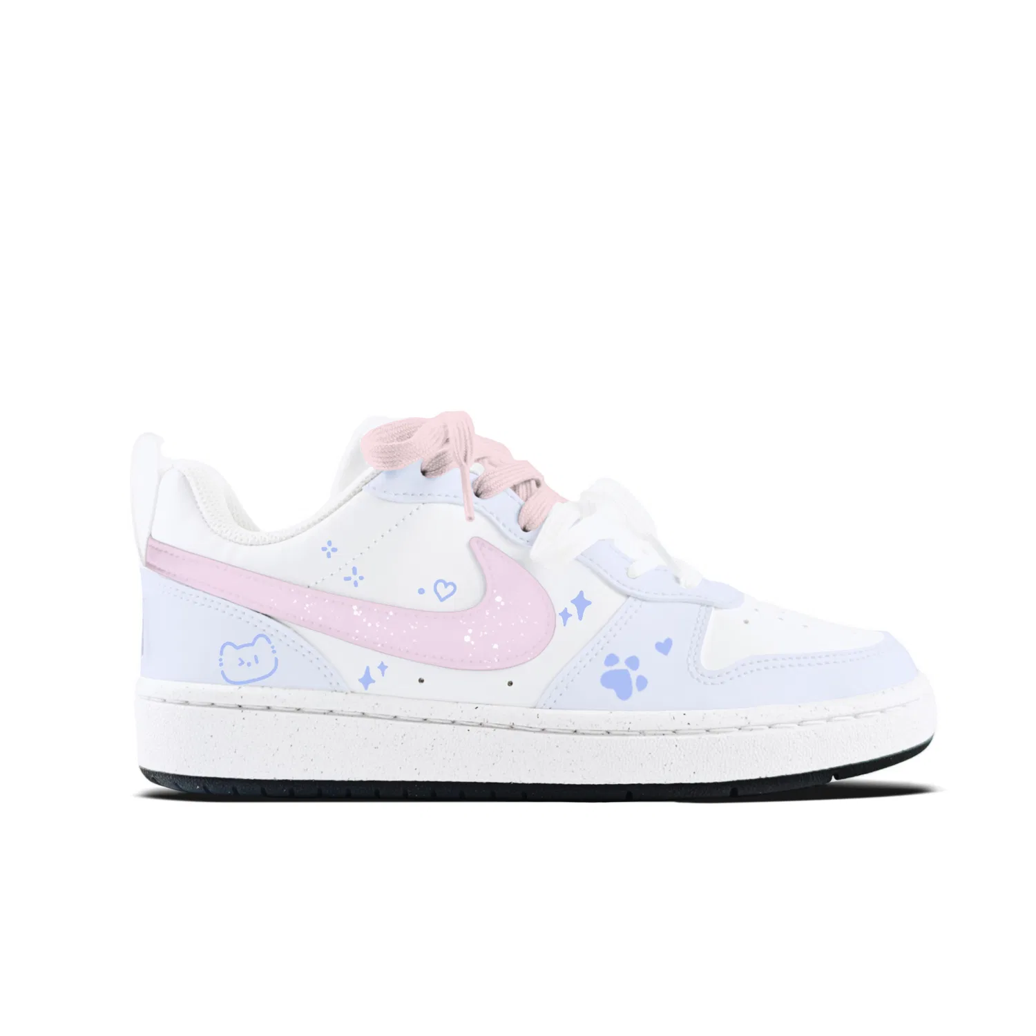 Детские скейтбординг-кроссовки Court Borough Star Cat Nike розово-синие — фото 4
