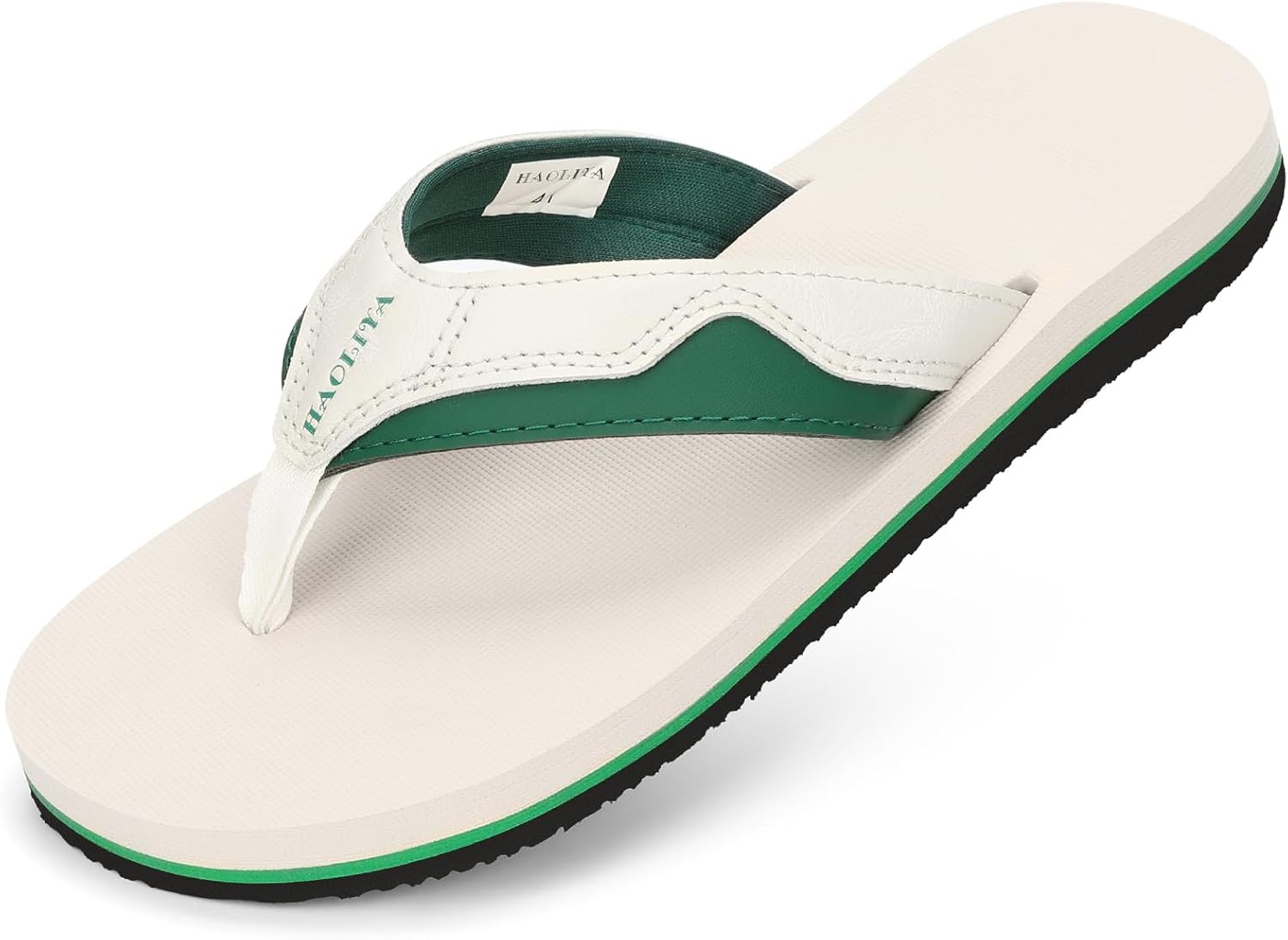 

Мужские шлепанцы HAOLIRA с поддержкой свода стопы, удобной амортизацией, ортопедические вьетнамки, легкие, водонепроницаемые, противоскользящие, для прогулок на открытом воздухе и пляжа летом, белый/зеленый