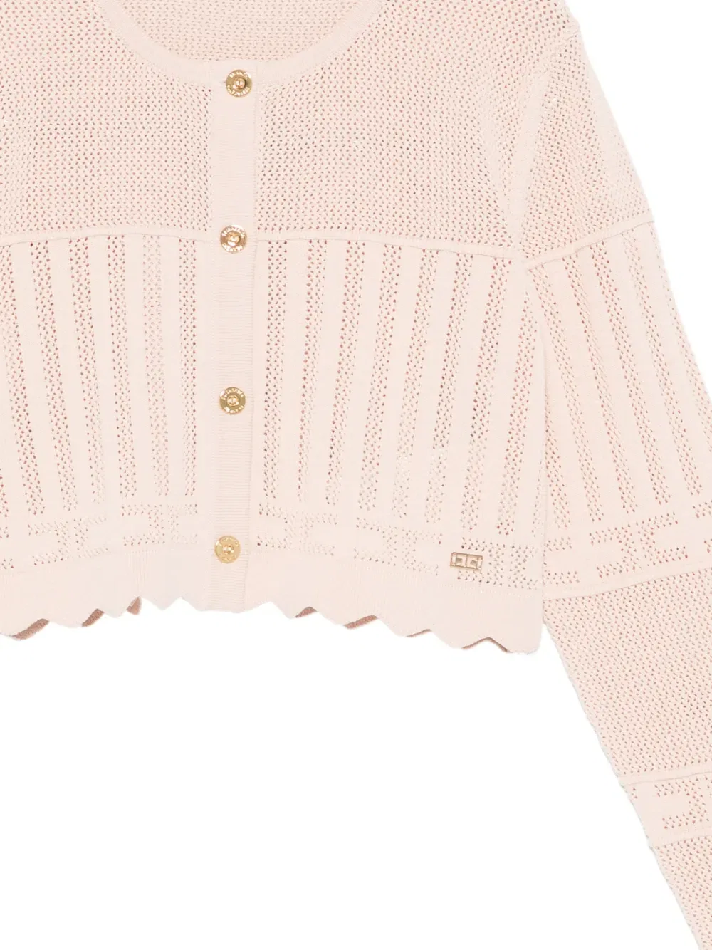 Вязаный кардиган с фестончатым краем Elisabetta Franchi Kids, розовый — фото 3