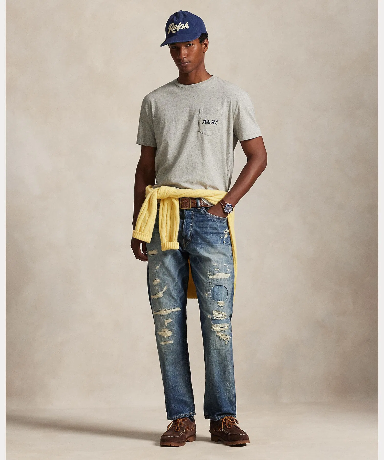 Мужская футболка с принтом Polo Bear POLO RALPH LAUREN серая — фото 3