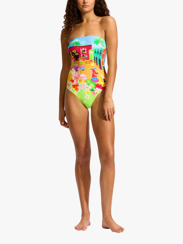 

Купальник бандо с принтом Cuba Seafolly, Turquoise