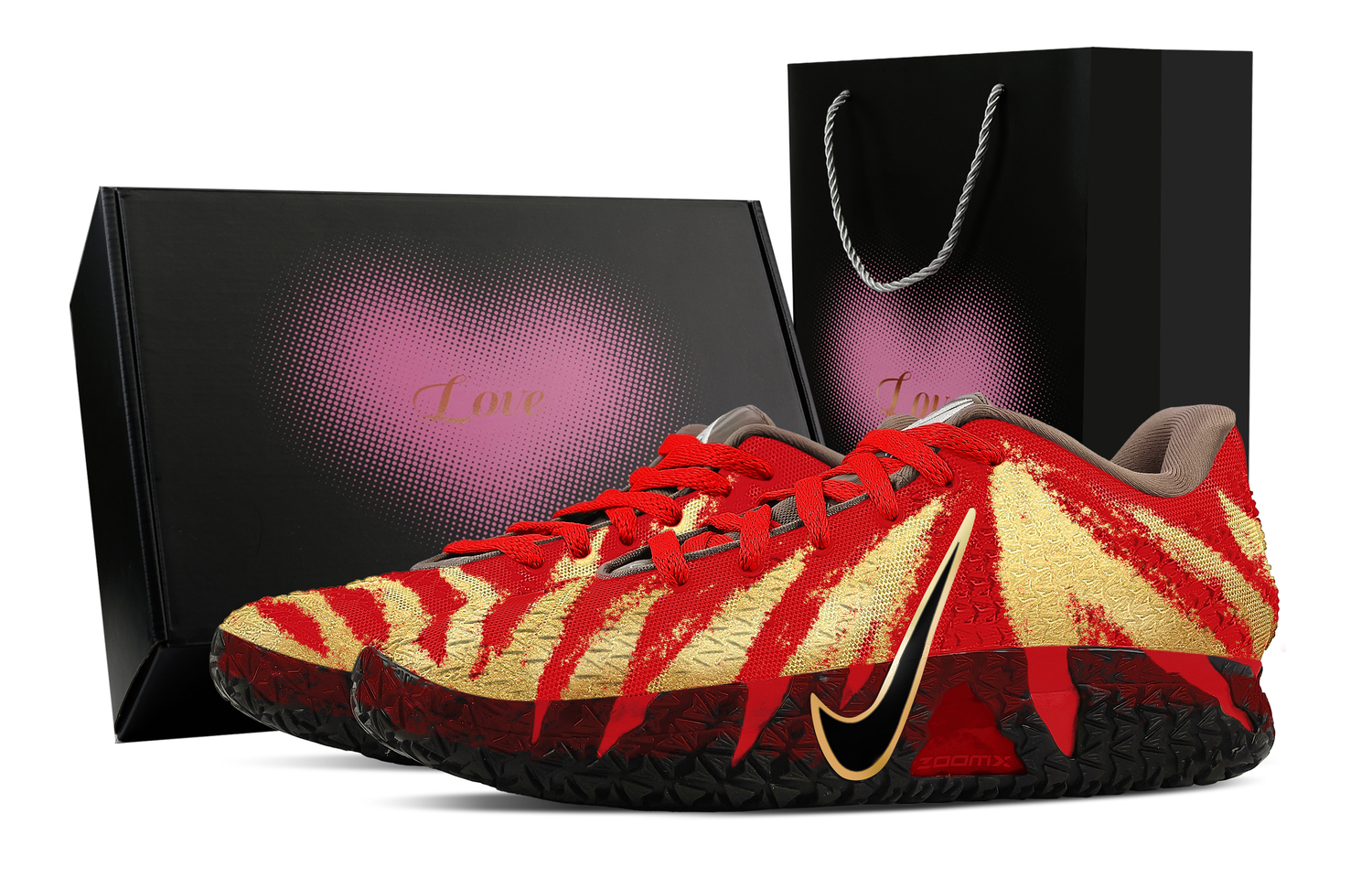 

Nike Ja Morant 3 Blessing Arrives Immediately, Heart Box Abrasion Resistant Low top Basketball Shoes мужские красные золотые