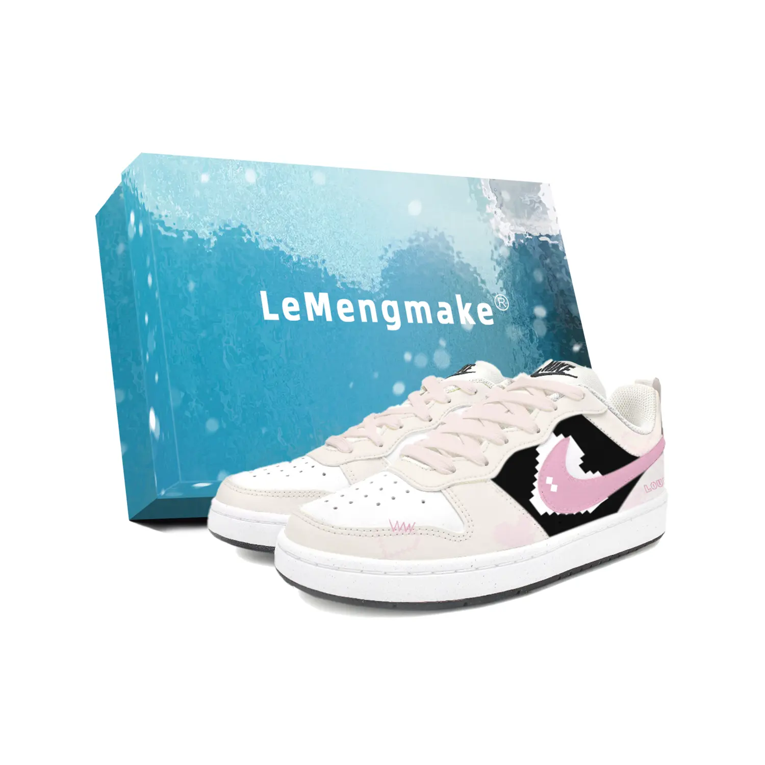 

Nike Кроссовки для скейтбординга Court Borough Geometric Sweetheart S BOX Abrasion Resistant низкие детские белые для подростков