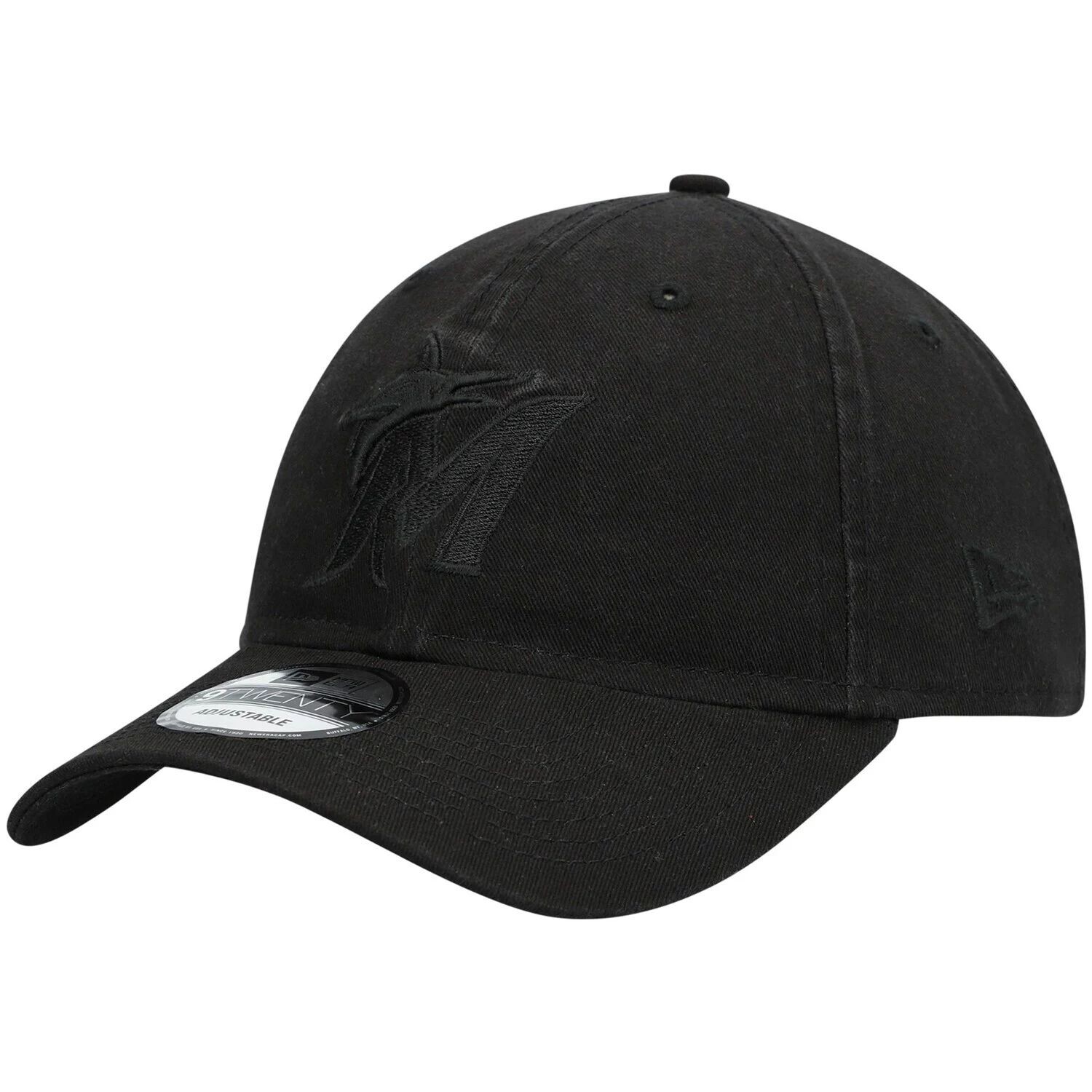 

Мужская регулируемая кепка New Era Miami Marlins Black on Black Core Classic 9TWENTY