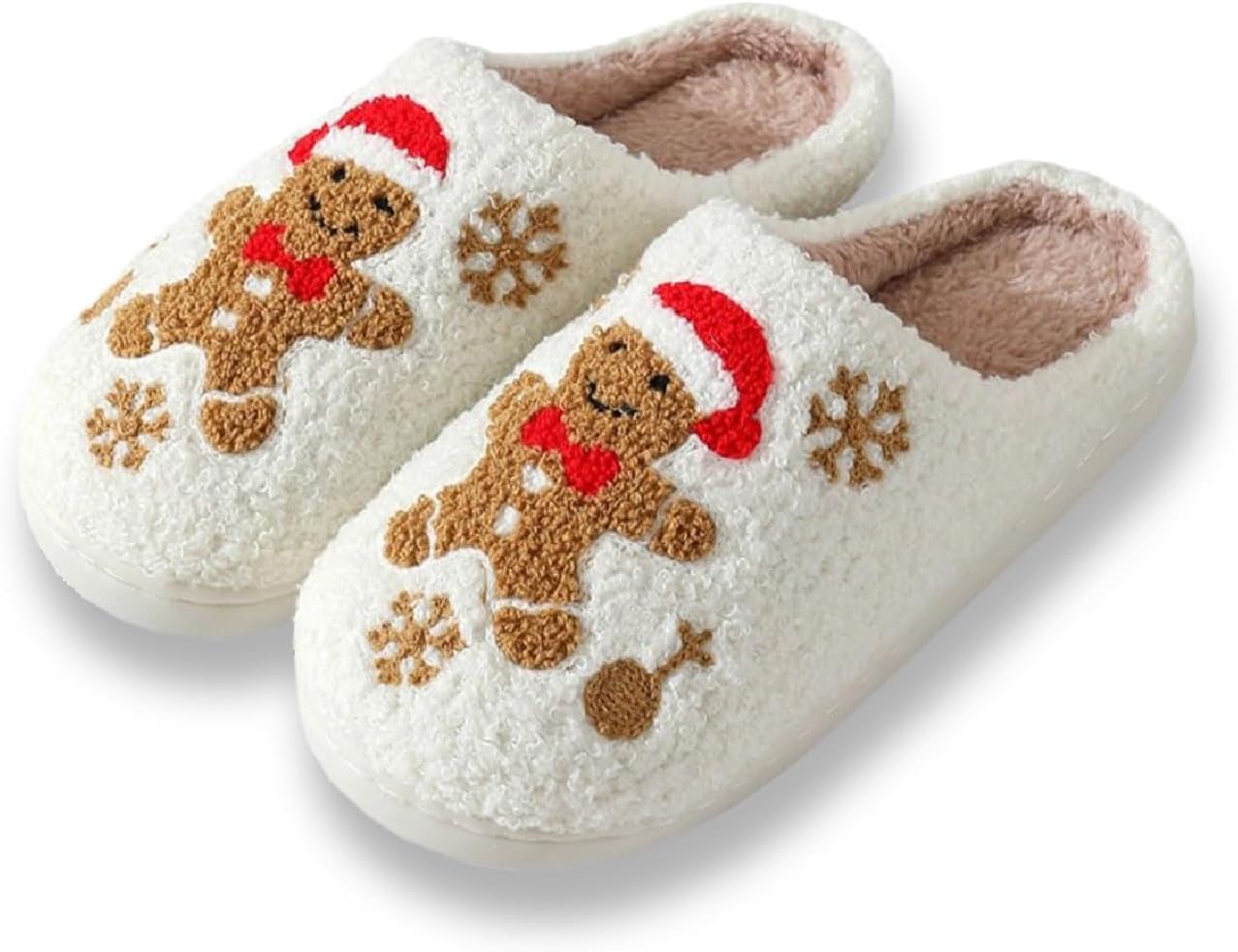 

Рождественские тапочки Titype, милые праздничные тапочки, теплые домашние тапочки для женщин и мужчин, пушистые тапочки для улицы и дома, тапочки для спальни, домашняя обувь для дам, Snow Gingerbread Man