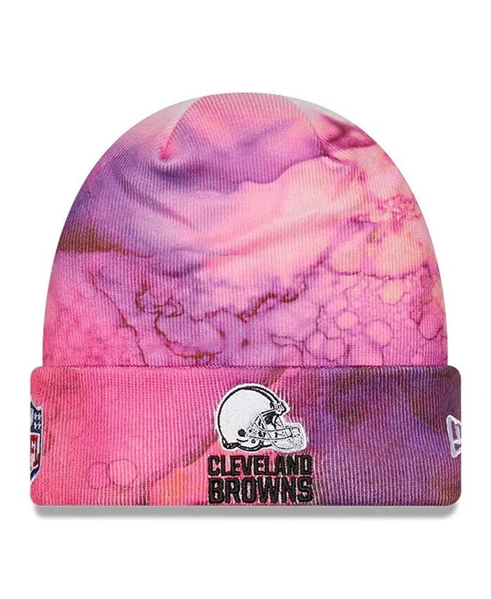 

Мужская розовая вязаная шапка Cleveland Browns 2022 NFL Crucial Catch New Era