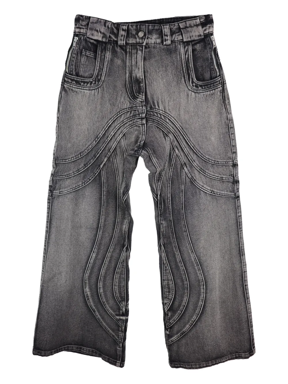 

Джинсы с волнистым узором и потертостями NO/FAITH STUDIOS, серый