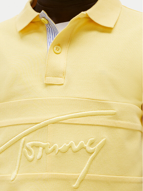 Рубашка поло стандартный крой Flag KB0KB09714 Tommy Hilfiger, желтый — фото 4