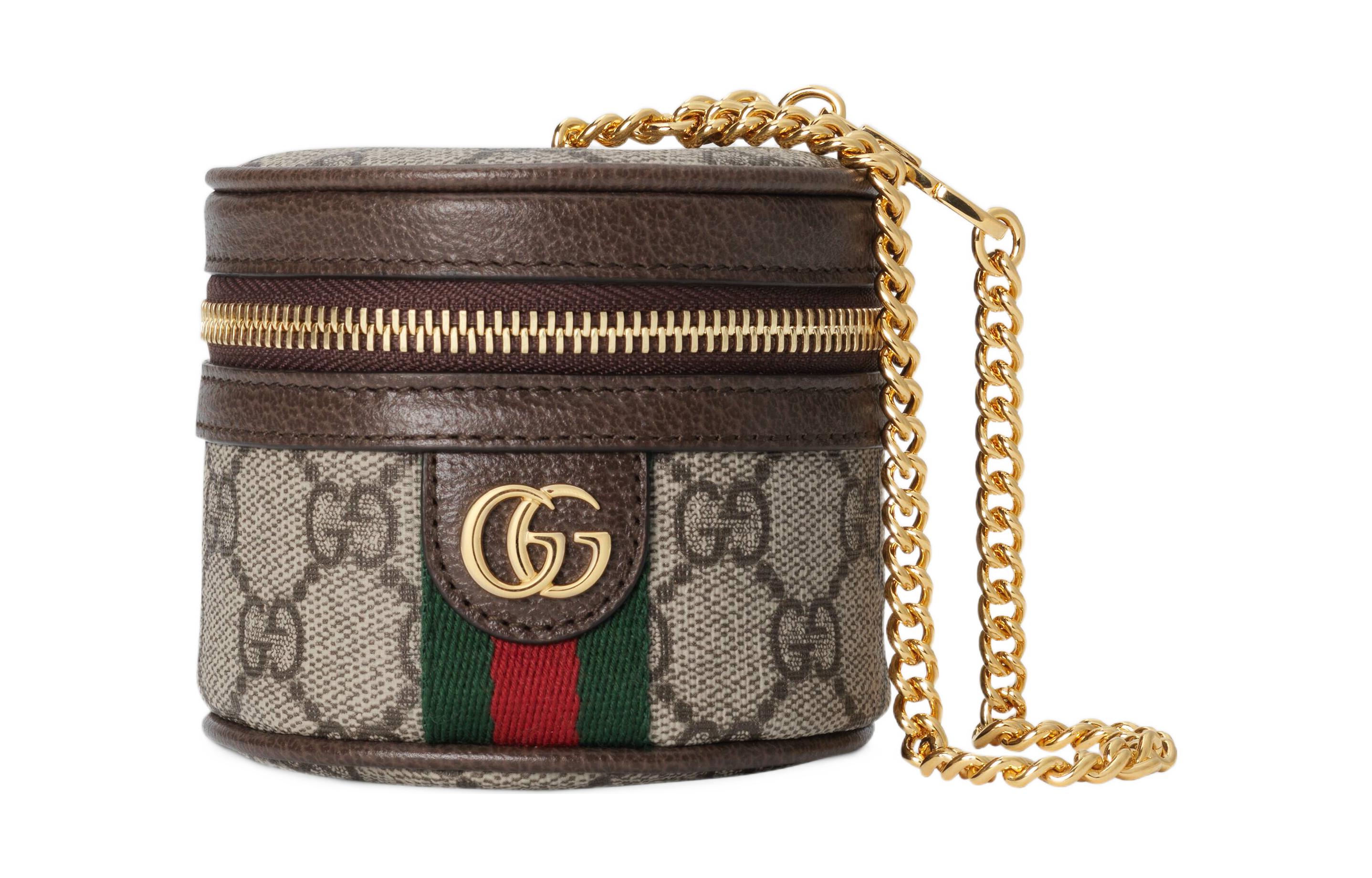 

GUCCI Сумка на запястье из кожи и панелированного холста