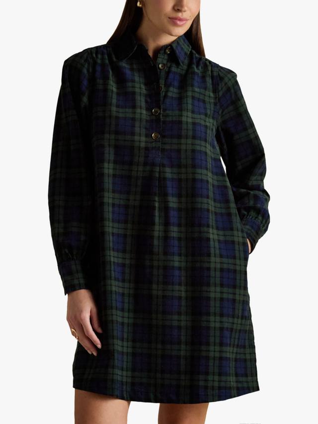 

Платье с длинными рукавами плюс сайз из хлопка в клетку Joules