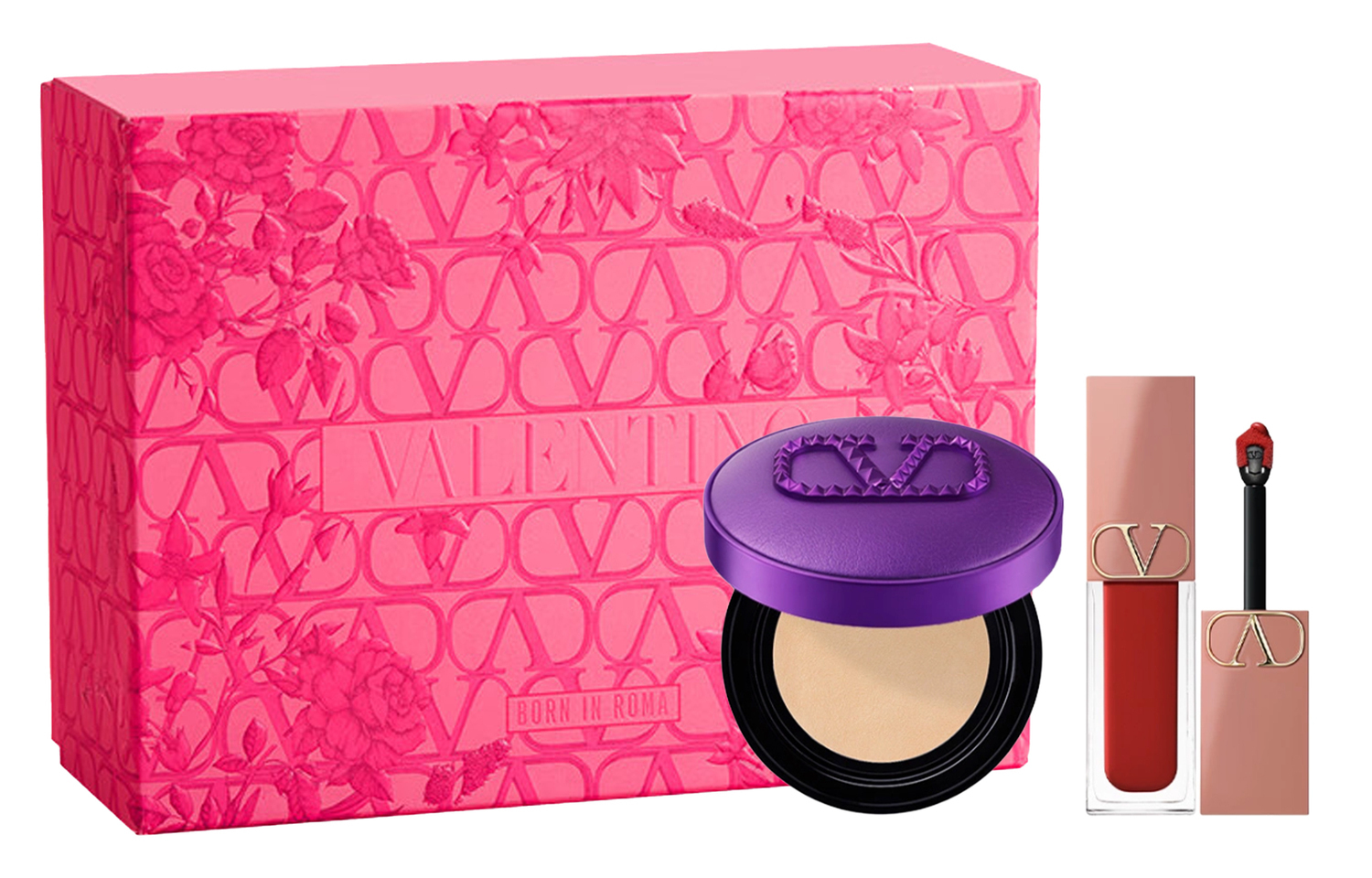 Valentino Wilderness Purple dewy air cushion и naked tube бальзам для губ макияж набор complexion adherent 6,5 мл + 12 г — фото 3