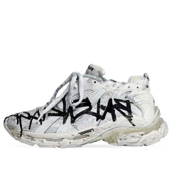 

Кроссовки runner graffiti sneakers 'black and white mesh and nylon' Balenciaga, белый